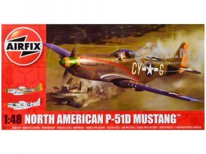 Level 2 Model Kit North American P-51D Mustang Fighter Aircraft with 2 Scheme Options 1/48 Plastic Model Kit by Airfix