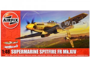 Level 2 Model Kit Supermarine Spitfire FR Mk.XIV Fighter Aircraft with 2 Scheme Options Plastic Model Kit by Airfix