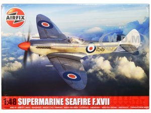 Level 3 Model Kit Supermarine Seafire F.XVII Fighter Aircraft with 3 Scheme Options Plastic Model Kit by Airfix