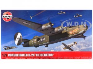 Level 3 Model Kit Consolidated B-24H Liberator Bomber Aircraft with 2 Scheme Options Plastic Model Kit by Airfix