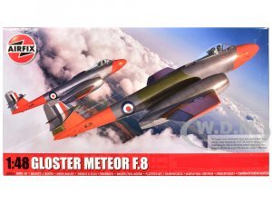 Level 3 Model Kit Gloster Meteor F.8 Aircraft with 2 Scheme Options Plastic Model Kit by Airfix