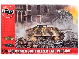 Level 3 Model Kit Jagdpanzer 38(t) Hetzer Late Version Tank with 2 Scheme Options Plastic Model Kit by Airfix