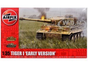 Level 3 Model Kit German Tiger I Early Version Tank with 2 Scheme Options Plastic Model Kit by Airfix