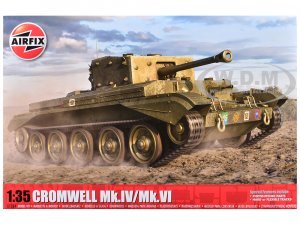 Level 3 Model Kit Cromwell Mk.IV / Mk.VI Cruiser Tank with 2 Scheme Options Plastic Model Kit by Airfix