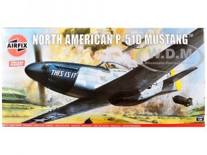 Level 4 Model Kit North American P-51D Mustang Aircraft with 2 Scheme Options Plastic Model Kit by Airfix