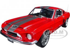 1968 Ford Mustang Shelby GT500 KR Restomod Candy Apple Red with Silver Metallic Stripes New School