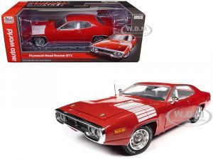 1972 Plymouth Road Runner GTX Rallye Red with White Stripes and Interior American Muscle Series