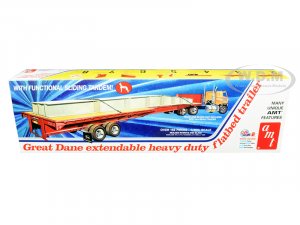 Great Dane Extendable Heavy Duty Flat Bed Trailer with Functional Sliding Tandem 1/25 Scale Model by AMT