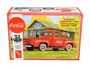 1953 Ford F-100 Pickup Truck Coca-Cola with Vending Machine and Dolly 1/25 Scale Model by AMT