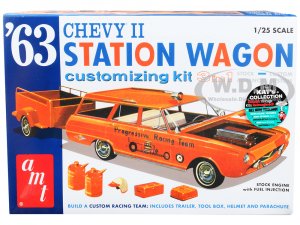 1963 Chevrolet II Station Wagon with Trailer 3-in-1 Kit 1/25 Scale Model by AMT