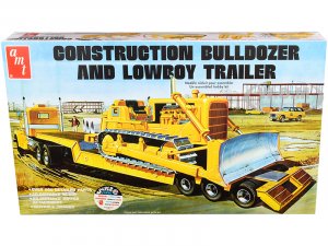 Construction Bulldozer and Lowboy Trailer Set of 2 pieces 1/25 Scale Model by AMT