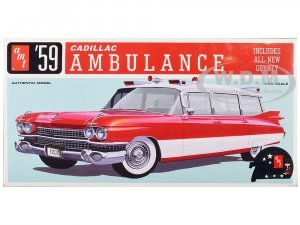 1959 Cadillac Ambulance with Gurney Accessory Scale Model by AMT