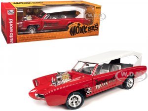 Monkeemobile Red with White Top and Interior The Monkees with Four Monkees Figure Cutouts Silver Screen Machines Series