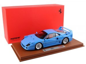 Ferrari F40 Light Blue with Silver Rims with DISPLAY CASE
