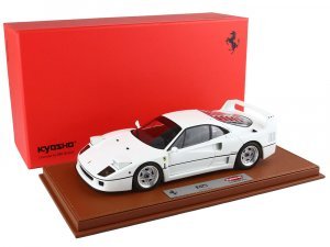 Ferrari F40 White with Silver Rims with DISPLAY CASE
