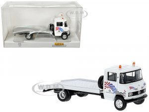 1968 Mercedes-Benz L 608 D Flatbed Truck White with Graphics BMW Autohaus  (HO) Scale