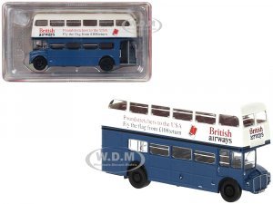1970 AEC Routemaster Doubledecker Bus Blue and White British Airways (HO) Scale