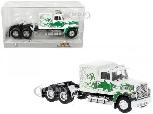 1978 Ford LTL 9000 Truck Tractor White with Green Flames (HO) Scale
