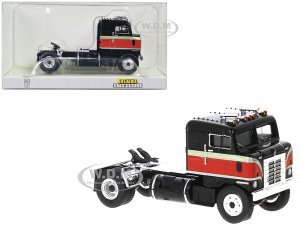 1950 Kenworth Bullnose Truck Tractor Black with Red Stripes 7 (HO) Scale
