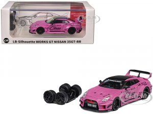 Nissan 35GT-RR LB-Silhouette Works GT RHD (Right Hand Drive) Pink with Black Top and Extra Wheels