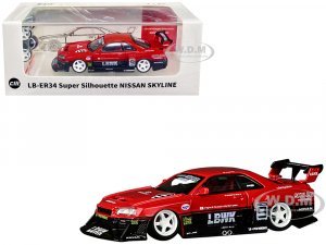 Nissan Skyline LB-ER34 Super Silhouette #9 RHD (Right Hand Drive) Liberty Walk Red and Black with Extra Wheels