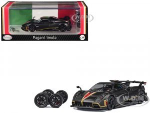 Pagani Imola Black Carbon with Red and Gold Stripes with Extra Wheels