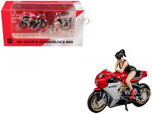 MV Agusta Superveloce 800 Motorcycle Red and Silver with Figure