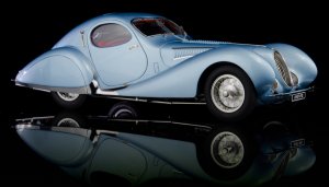 1937-1939 Talbot Lago T150 SS Figoni & Falaschi Teardrop Coupe RHD (Right Hand Drive) Blue Metallic with Red Interior