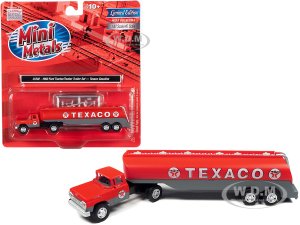 1960 Ford Tanker Truck Red and Gray Texaco 7 (HO) Scale Model by Classic Metal Works