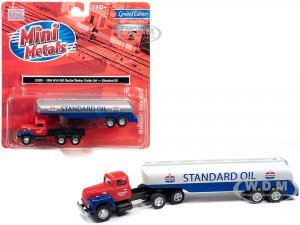 1954 IH R-190 Tractor Red with Tanker Trailer Standard Oil 7 (HO) Scale Model Truck by Classic Metal Works
