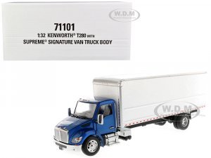 Kenworth T280 with Supreme Signature Van Truck Body Blue and White Transport Series