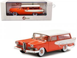 1958 Edsel Roundup Two Door Station Wagon Orange Red with White Stripe and Top