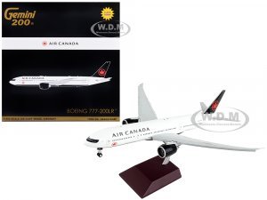 Boeing 777-200LR Commercial Aircraft with Flaps Down Air Canada White with Black Tail Gemini 200 Series