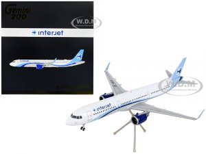 Airbus A321neo Commercial Aircraft Interjet White with Blue Stripes Gemini 200 Series