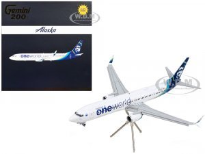Boeing 737-900ER Commercial Aircraft with Flaps Down Alaska Airlines - One World White with Blue Tail Gemini 200 Series