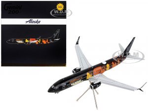 Boeing 737-900ER Commercial Aircraft with Flaps Down Alaska Airlines - Our Commitment Black with Graphics Gemini 200 Series