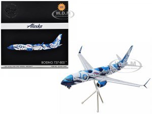 Boeing 737-800 Commercial Aircraft with Flaps Down Alaska Airlines (N559AS) Salmon People Livery Gemini 200 Series