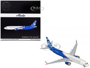 Boeing 737 MAX 8 Commercial Aircraft Alaska Airlines - Honoring Those Who Serve (N806AK) White and Blue Gemini 200 Series