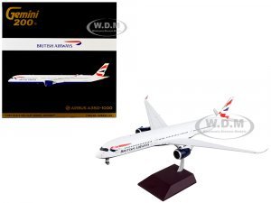 Airbus A350-1000 Commercial Aircraft British Airways White with Tail Stripes Gemini 200 Series