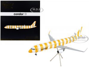 Airbus A321 Commercial Aircraft Condor Airlines White and Orange Striped Gemini 200 Series