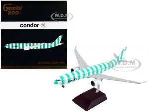 Airbus A330-900 Commercial Aircraft Condor Airlines White and Green Striped Gemini 200 Series
