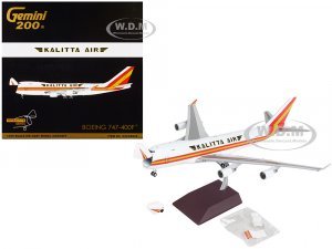 Boeing 747-400F Commercial Aircraft Kalitta Air White with Stripes Gemini 200 - Interactive Series
