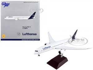 Boeing 787-9 Commercial Aircraft with Flaps Down Lufthansa White with Blue Tail Gemini 200 Series