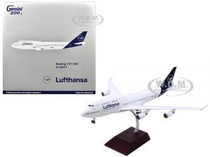 Boeing 747-400 Commercial Aircraft Lufthansa (D-ABVY) White with Dark Blue Tail Gemini 200 Series