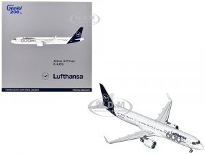 Airbus A321neo Commercial Aircraft Lufthansa - 600th Airbus Aircraft (D-AIEQ) White with Dark Blue Tail Gemini 200 Series