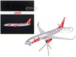 Boeing 737-800 Commercial Aircraft Jet2.Com Silver with Red Tail Gemini 200 Series