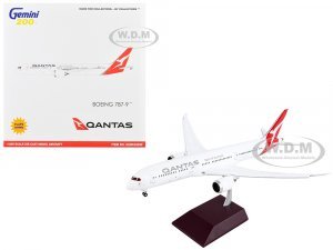 Boeing 787-9 Commercial Aircraft with Flaps Down Qantas Airways - Spirit of Australia White with Red Tail Gemini 200 Series