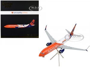 Boeing 737-800 Commercial Aircraft Sun Country Airlines Orange and White Gemini 200 Series