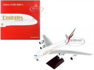 Airbus A380-800 Commercial Aircraft Emirates Airlines - A6-EUV White with Striped Tail Gemini 200 Series