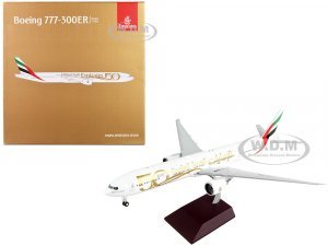 Boeing 777-300ER Commercial Aircraft Emirates Airlines - 50th Anniversary of UAE White with Striped Tail Gemini 200 Series
